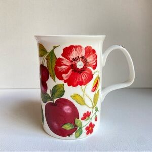 Roy Kirkham Covent Garden mug fine bone china red fruit and flowers England 1996